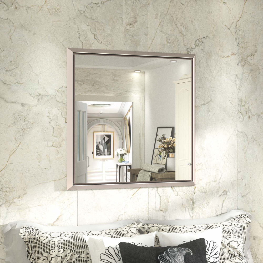 
                  
                    36 x 36 pouces | PILOCOS Miroir à cadre carré en aluminium biseauté vintage et rustique pour salle de bain vanité
                  
                