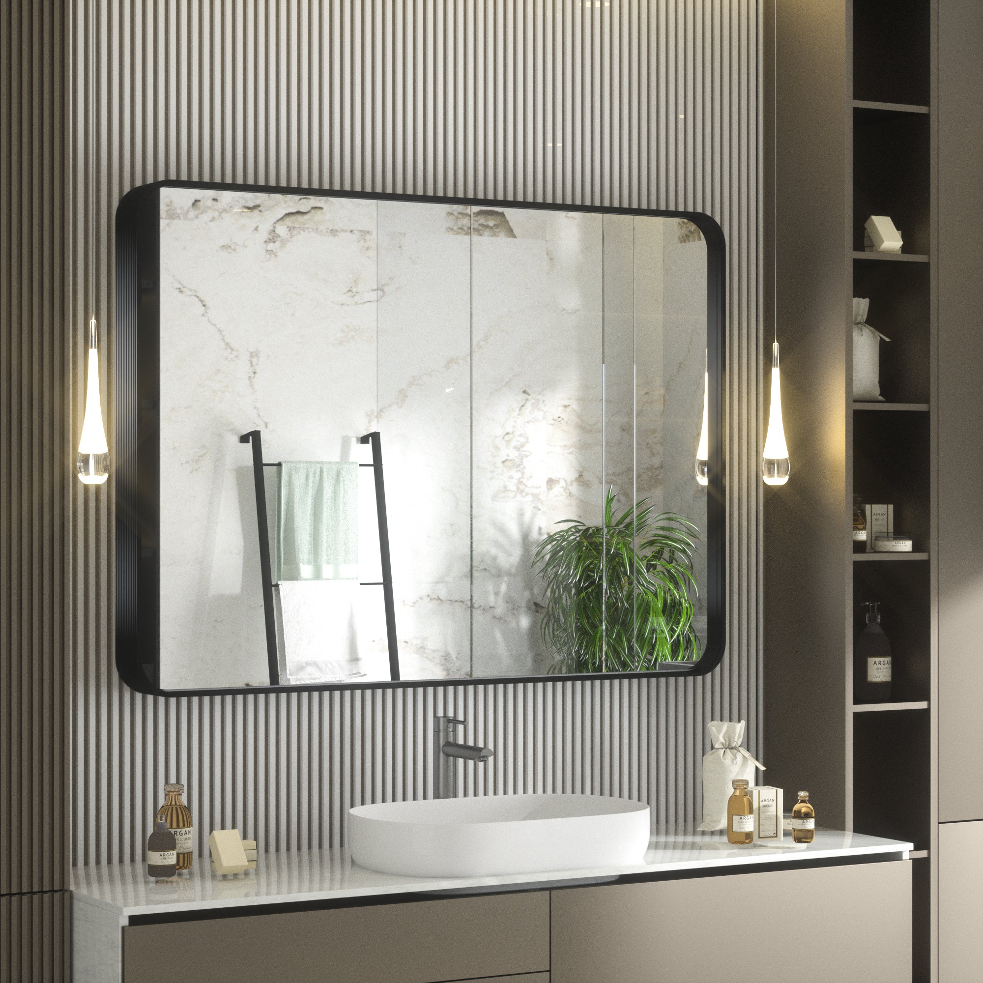 48 x 36 framed bathroom mirror discount