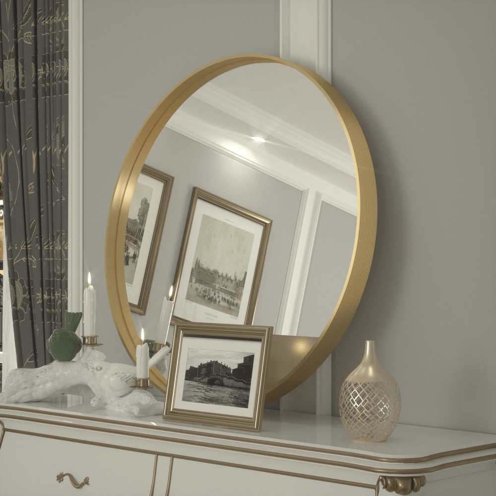 
                  
                    36 Inch | Large Minimalist Circular Deisgn Mirror with Ribbed Texture Aluminum Alloy Metal Frame, for Bedroom/Bathroom Vanity
                  
                
