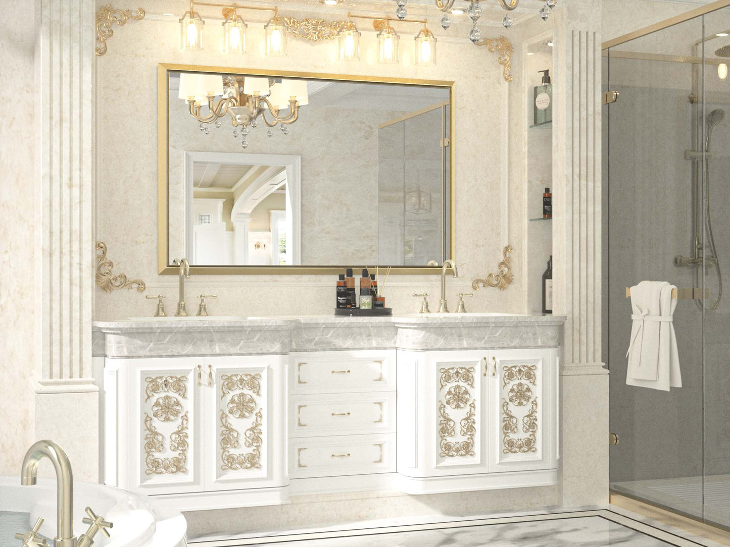 
                  
                    55 x 36 pouces | PILOCOS Miroirs de salle de bain rustiques modernes à grand cadre biseauté pour mur
                  
                