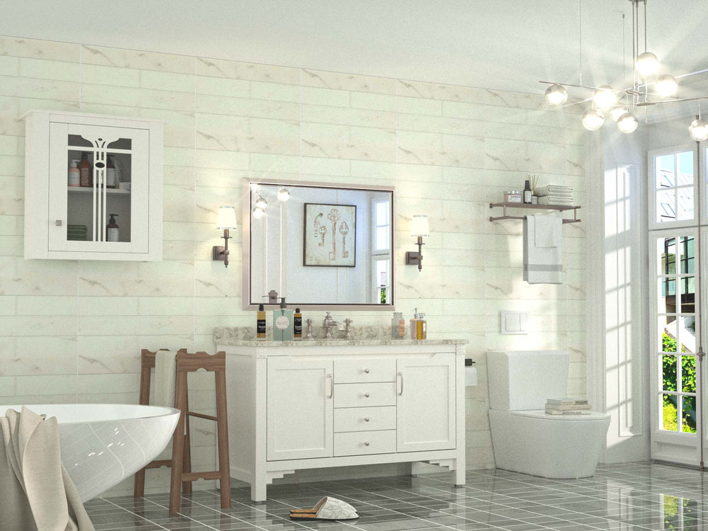 
                  
                    40 x 30 Inch | PILOCOS Modern Rustic Rectangular Beveled Frame Bathroom Vanity Mirror
                  
                