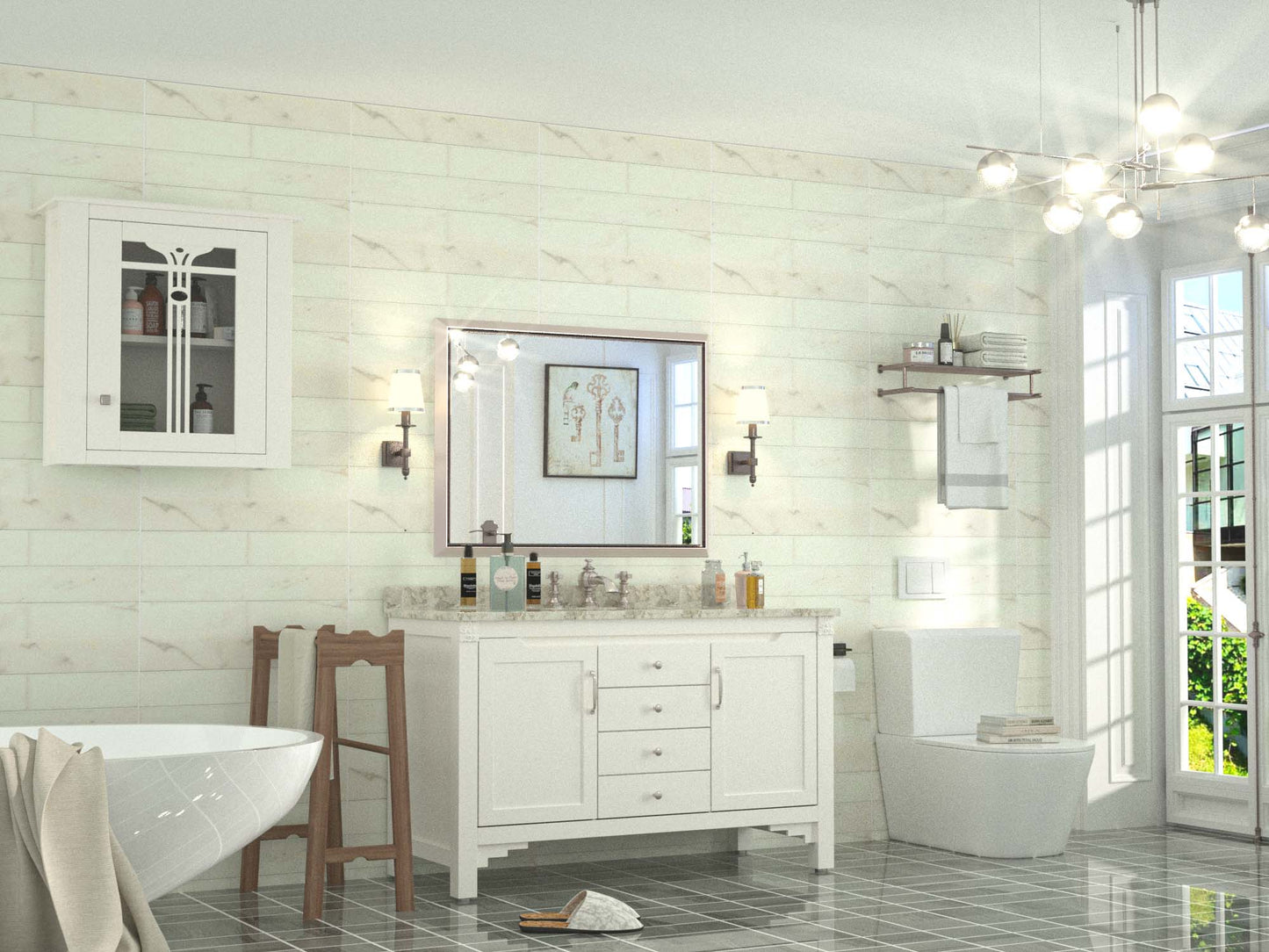 
                  
                    40 x 30 Inch | PILOCOS Modern Rustic Rectangular Beveled Frame Bathroom Vanity Mirror
                  
                