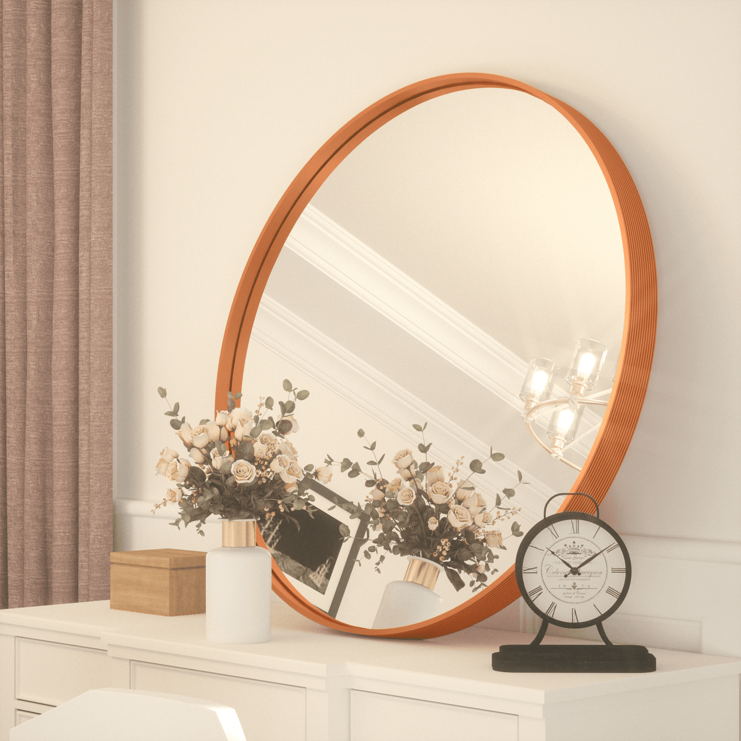 
                  
                    24 Inch | Minimalist Round Aluminum Metal Frame Wall-Mounted Vanity Mirror - GL-Sink-Ci-600-rg - 7 - PILOCOS Mirror
                  
                
