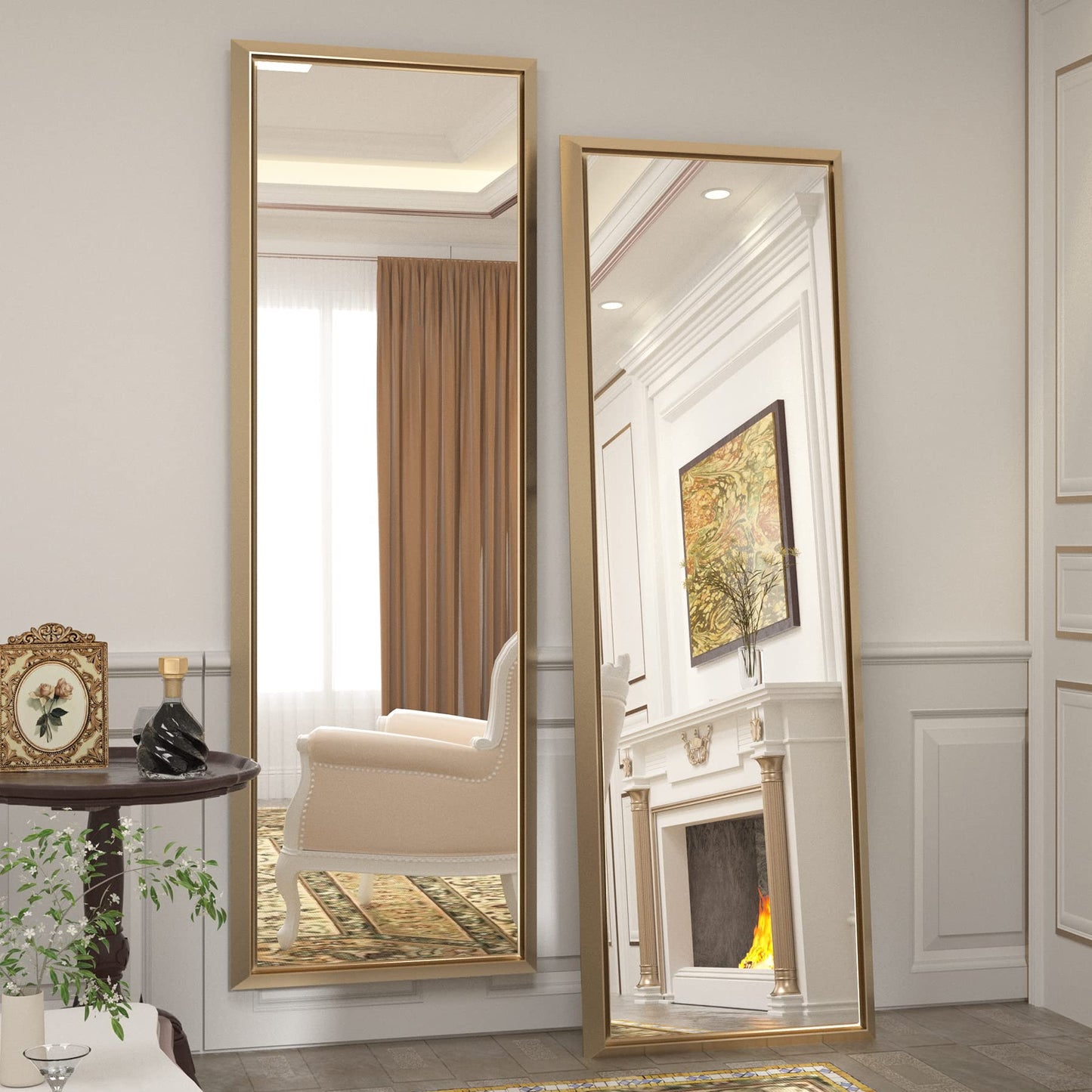 
                  
                    PILOCOS Miroir pleine longueur amélioré de 65 x 22 pouces, miroir mural avec cadre biseauté en alliage d'aluminium stéréoscopique, miroir complet pour salon (appuyé ou accroché au mur)
                  
                