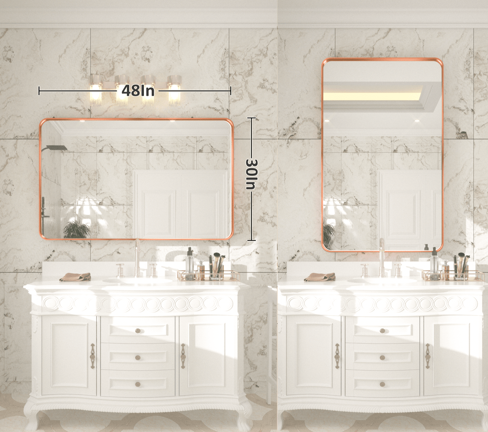 
                  
                    48" x 30" PILOCOS Modern Exquisite Bathroom Brushed Striped Metal Frame Mirror (Horizontal/Vertical )
                  
                