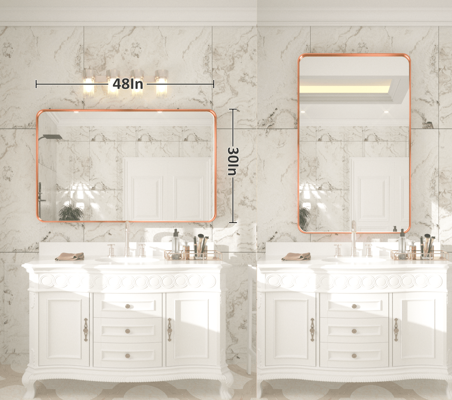 
                  
                    48" x 30" PILOCOS Modern Exquisite Bathroom Brushed Striped Metal Frame Mirror (Horizontal/Vertical )
                  
                