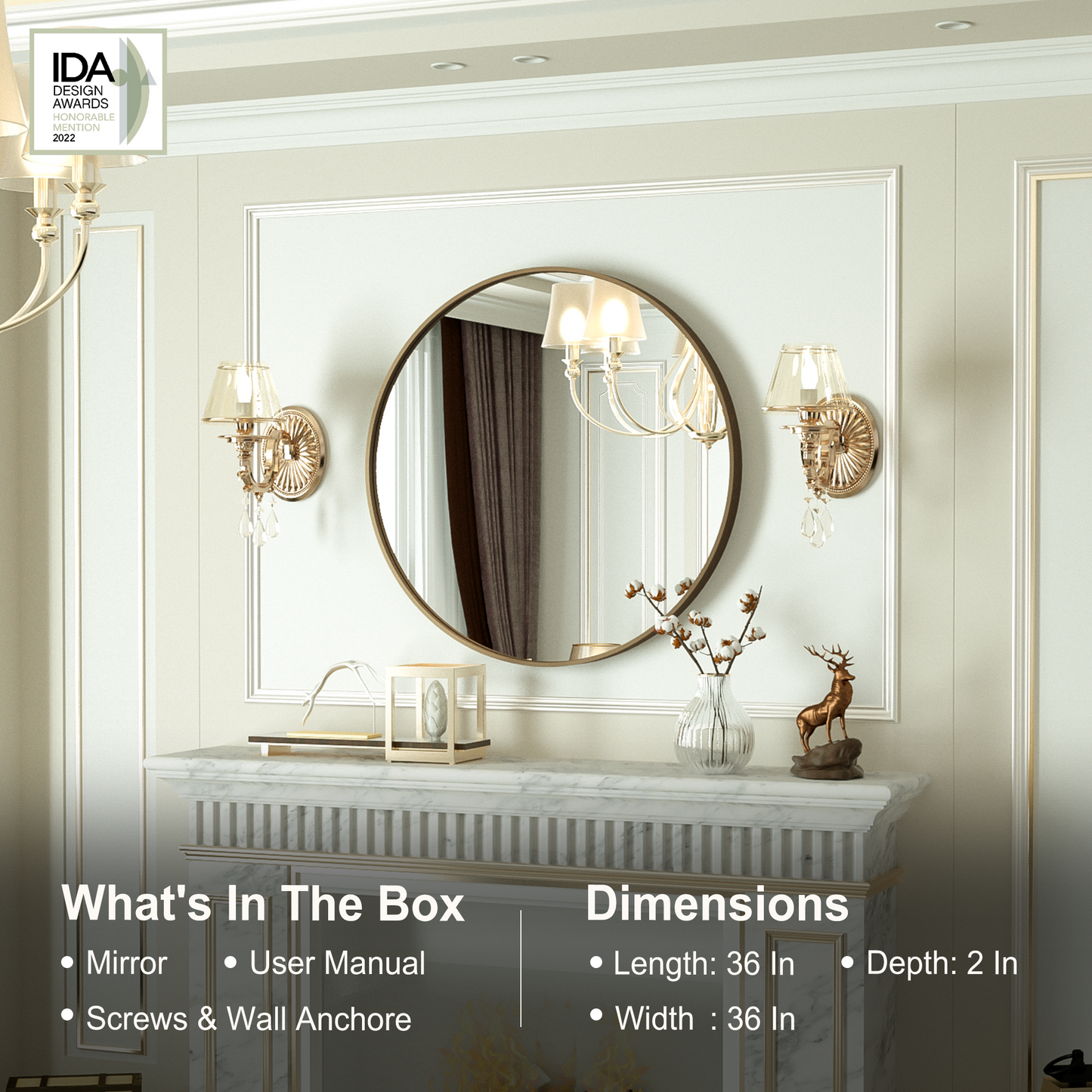 
                  
                    36 Inch | Large Minimalist Circular Deisgn Mirror with Ribbed Texture Aluminum Alloy Metal Frame, for Bedroom/Bathroom Vanity
                  
                